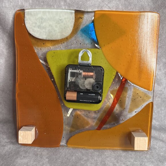 Colorful Geometric Fused Glass Wall Clock By Danielle Styles Battery Operated - Picture 9 of 12